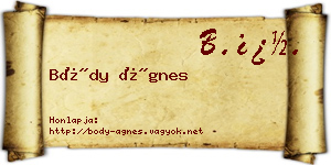 Bódy Ágnes névjegykártya