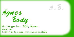 agnes body business card